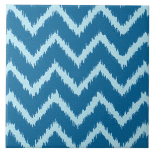 Ikat Chevrons - Indigo and Pale Blue Tile