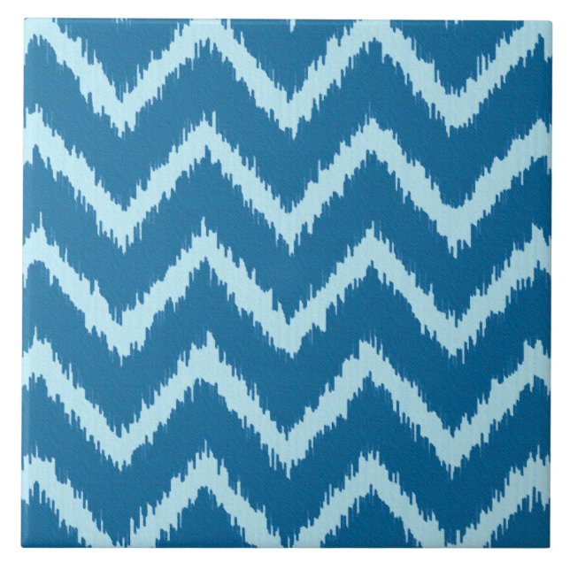Ikat Chevrons - Indigo and Pale Blue Tile (Front)