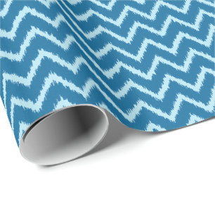 Ikat Chevrons - Indigo and Pale Blue Wrapping Paper