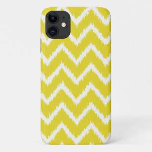Ikat Chevrons - Mustard yellow and white iPhone 11 Case