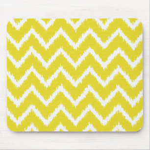 Ikat Chevrons - Mustard yellow and white Mouse Mat