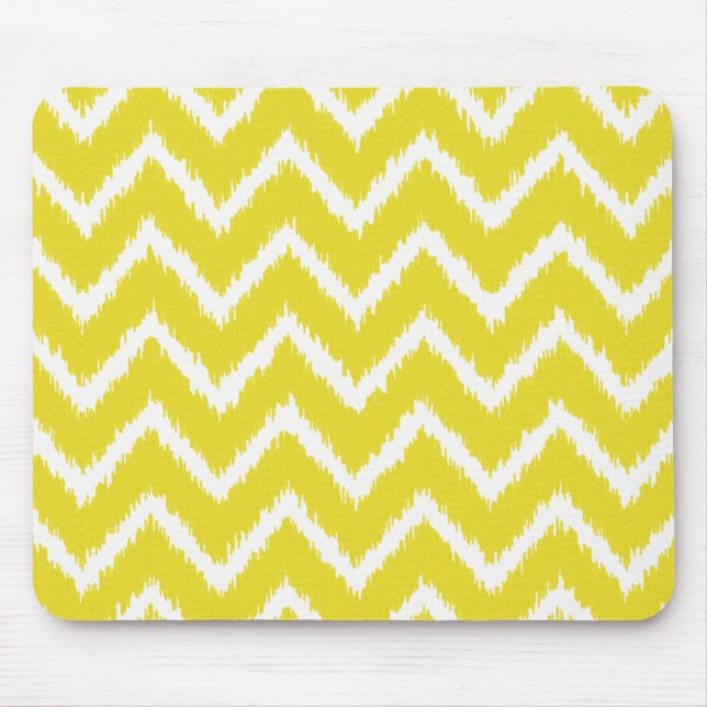 Ikat Chevrons - Mustard yellow and white Mouse Mat (Front)
