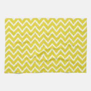 Ikat Chevrons - Mustard yellow and white Tea Towel