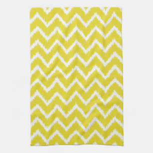 Ikat Chevrons - Mustard yellow and white Tea Towel