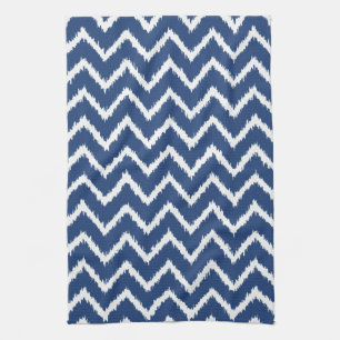 Ikat Chevrons - Navy blue and white Tea Towel