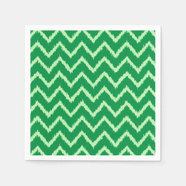 Ikat Chevrons - Pine and light green Napkin (Front)
