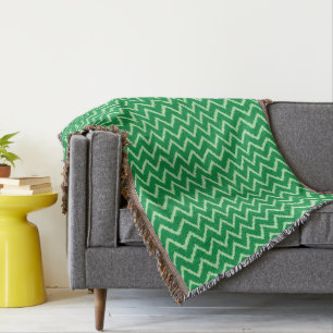 Ikat Chevrons - Pine and light green Throw Blanket