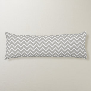 Ikat Chevrons - Silver grey and white Body Cushion
