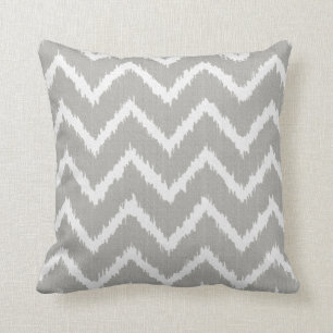 Ikat Chevrons - Silver grey and white Cushion