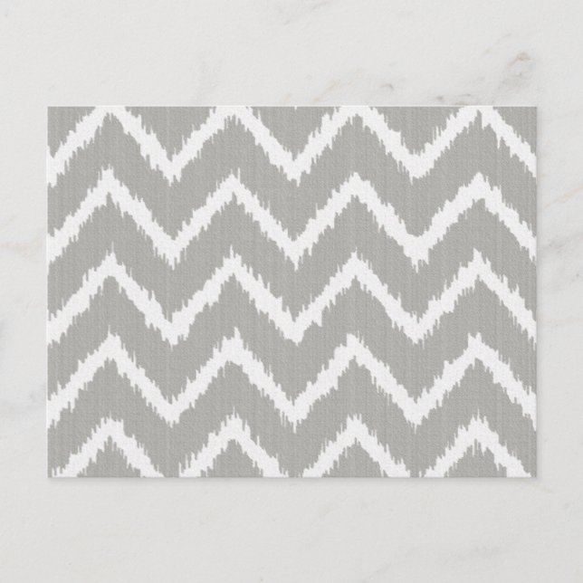 Ikat Chevrons - Silver grey and white Postcard (Front)