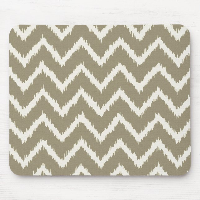 Ikat Chevrons - Taupe tan and beige Mouse Mat (Front)