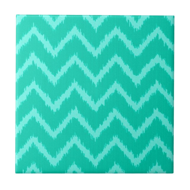 Ikat Chevrons - Turquoise and aqua Tile (Front)