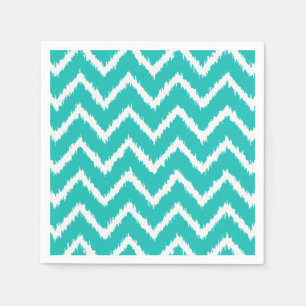 Ikat Chevrons - Turquoise and white Napkin