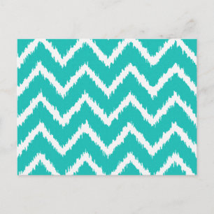 Ikat Chevrons - Turquoise and white Postcard