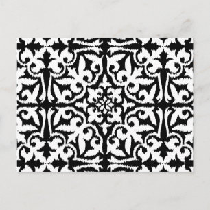 Ikat damask pattern - Black and White Postcard