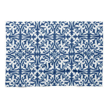 Ikat damask pattern - Cobalt Blue and White