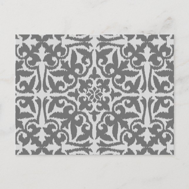 Ikat damask pattern - Light and Medium Grey Postcard (Front)