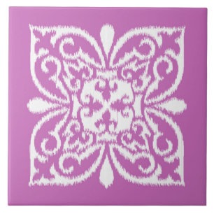 Ikat damask pattern - orchid and white tile