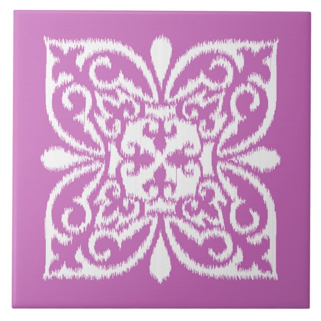 Ikat damask pattern - orchid and white tile (Front)
