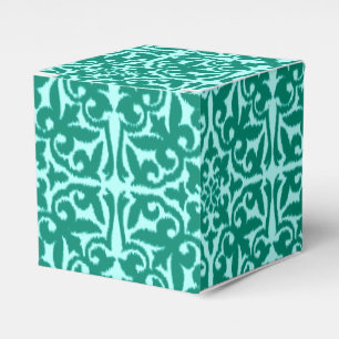 Ikat damask pattern - Turquoise and Aqua Favour Box