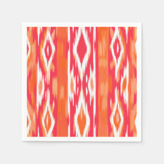 Ikat Design Paper Napkins Orange and Pink