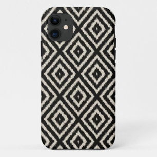 Ikat Diamond Pattern in Black and Cream iPhone 11 Case