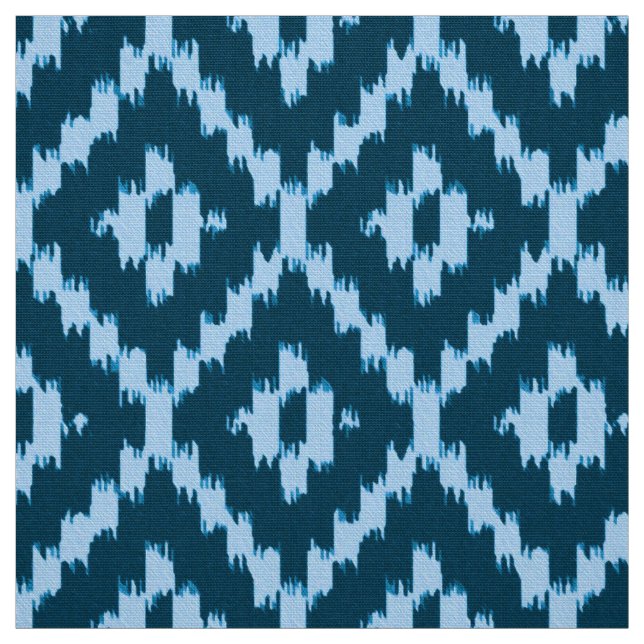 Ikat Diamond Pattern - Indigo and pale ice blue Fabric (Swatch)