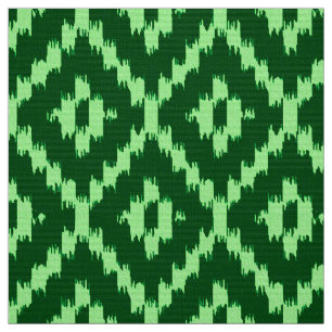 Ikat Diamond Pattern - Pine green and mint green Fabric