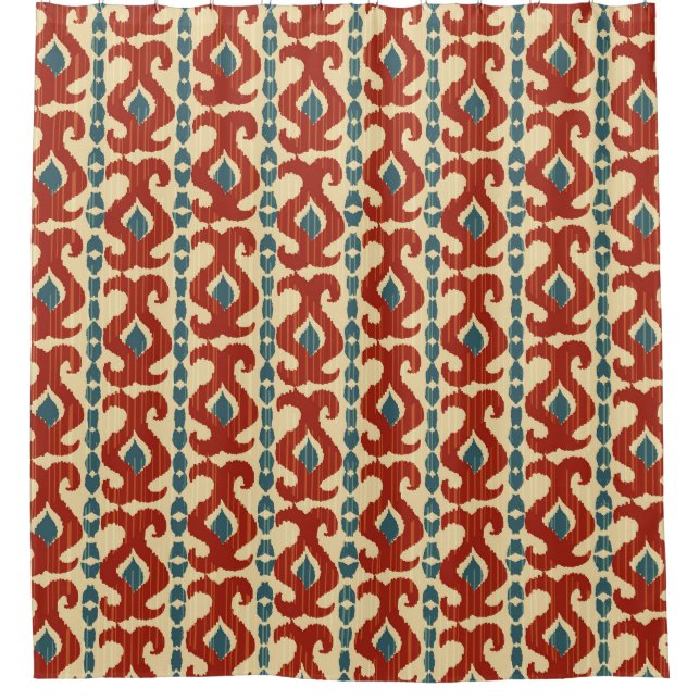 Ikat Elegance: Seamless Pattern Design. Shower Curtain (Front)