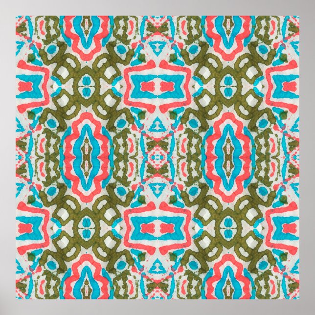 Ikat Ethnic Abstract Pattern. Shaman Pattern. Peni Poster (Front)