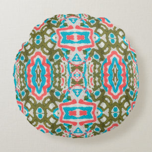 Ikat Ethnic Abstract Pattern. Shaman Pattern. Peni Round Cushion