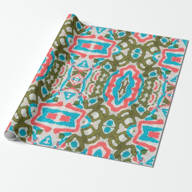 Ikat Ethnic Abstract Pattern. Shaman Pattern. Peni Wrapping Paper (Unrolled)