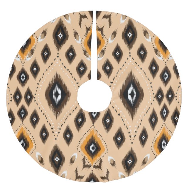 Ikat Ethnic Geometric Folklore Pattern Brushed Polyester Tree Skirt (Front)