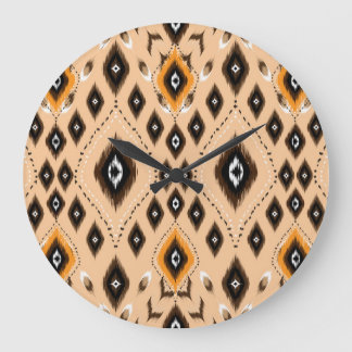 Ikat Ethnic Geometric Folklore Pattern Large Clock