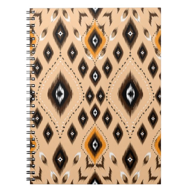 Ikat Ethnic Geometric Folklore Pattern Notebook (Front)