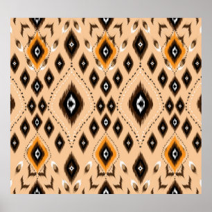 Ikat Ethnic Geometric Folklore Pattern Poster