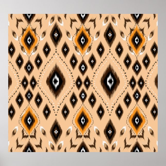 Ikat Ethnic Geometric Folklore Pattern Poster (Front)