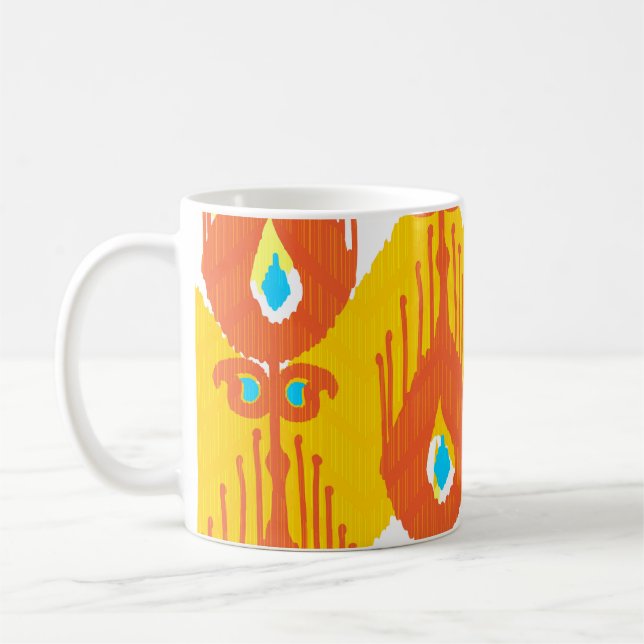 Ikat Fabric Pattern: Ethnic Vintage Design. Coffee Mug (Left)