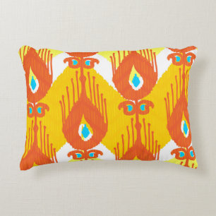Ikat Fabric Pattern: Ethnic Vintage Design. Decorative Cushion