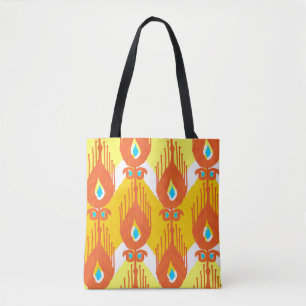 Ikat Fabric Pattern: Ethnic Vintage Design. Tote Bag