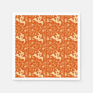 Ikat Floral Damask - Mandarin Orange Napkin