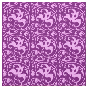 Ikat Floral Damask - Orchid and Purple Fabric
