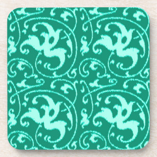 Ikat Floral Damask - Turquoise and Aqua Coaster