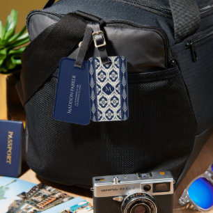 Ikat Floral Paisley Pattern Luggage Tag