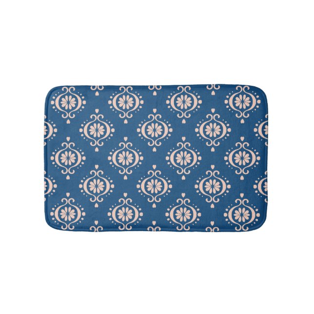 Ikat Geometric Folklore Damask Ornament Bath Mat (Front)