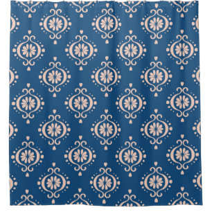 Ikat Geometric Folklore Damask Ornament Shower Curtain