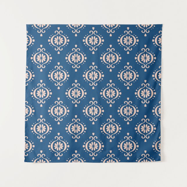 Ikat Geometric Folklore Damask Ornament Tapestry (Front)