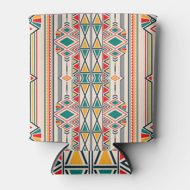 Ikat geometric, folklore ethnic ornament. can cooler (Front)