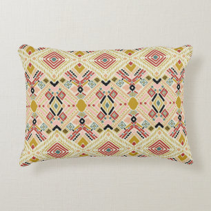 Ikat geometric folklore, oriental damask pattern. decorative cushion