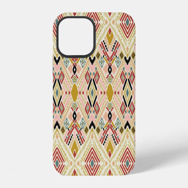 Ikat geometric folklore, oriental damask pattern. iPhone case (Back)
